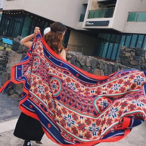 Fashion Beach Women Scarf Geometric Pattern Scarf Summer Autumn Female Scarf Shawl Ladies Scarves Travel Outdoor Driving Shawl