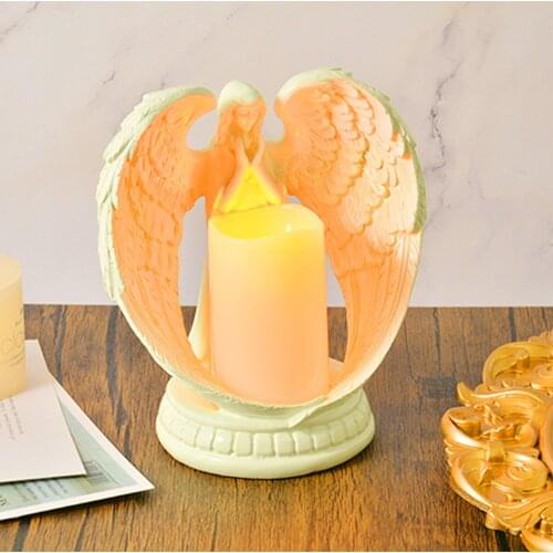 Angel Shape Desktop Ornament Resin Decorative Artware Candlestick Home Decorations for Living Room Bedroom