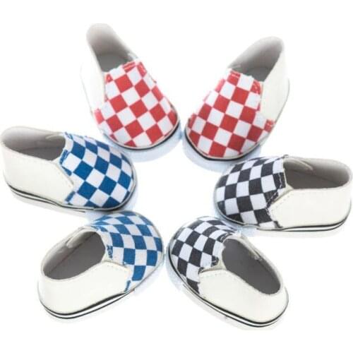 2021 New Pattern Fashionable Chessboard Canvas Shoes Fit 14Inch Baby Doll Clothes Accessories,Girls Toys,Generation