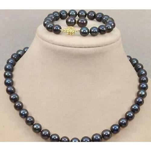 New hot Black Rope 18" Handmade Rice-shape White Real Freshwater Pearl Pendant Necklace