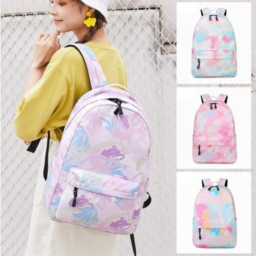 New Trendy Women Cute Graffiti Printed Soft Backpack Nylon Female Harajuku Waterproof Zipper Schoolbag For Middle School Girls