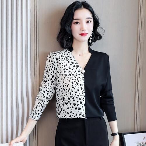 Autumn Women Long Sleeve Blouse 2020 Women Shirts V-neck Print Shirt Womens Tops and Blouses Blusas