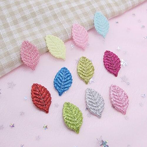 Sew on 2.8*1.6cm 50pcs/lot Shiny leaves Padded Appliques for Cloth Decoration and Hair Accessories free shipping