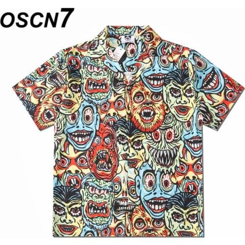 OSCN7 Casual Printed Short Sleeve Shirt Men Street 2020 Hawaii Beach Oversize Women Fashion Harujuku Shirts for Men CS320
