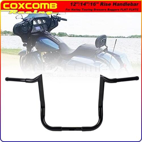Black 12" 14" 16" Rise APE Bagger Handlebar 1 1/4" Batwing Handle Bar Control for Harley Touring Road King Dressers FLHT FLHTC