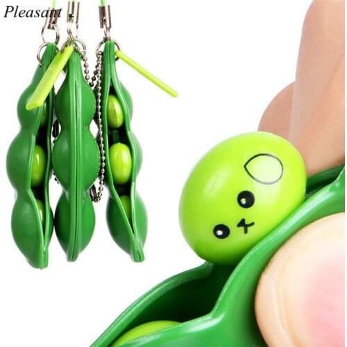 Cute Pea Decompression Toy Keychain Rodent Pioneer Key Ring Bag Key Pendant Charm Gift