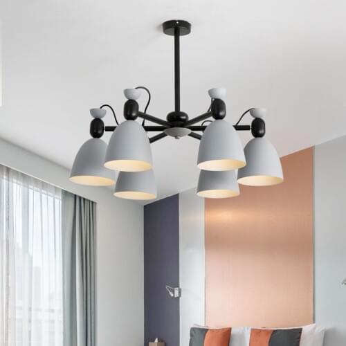 Modern minimalist metal chandelier E27 led gray & green color universal head chandeliers for kitchen living room bedroom study