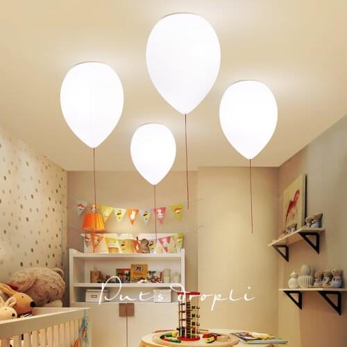 Modern Creative White Frosted Glass Balloon Warm Romantic Cute Ceiling Lamp for Children Room Bedroom Kids