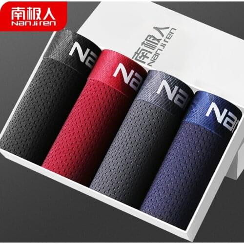 Nanjiren Men Underwear Boxers Polyester Man Boxer Print Underpants Men Comfortable Brand Shorts Underwear Pants 4 Packs