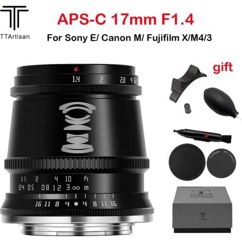 TTartisan 17mm F1.4 APS-C Wide-Angle Lens Manual Focus For Sony E-Mount Fuji X-Mount M4/3 Camera X-T3 X-T30 E-M10II A6300 A6500