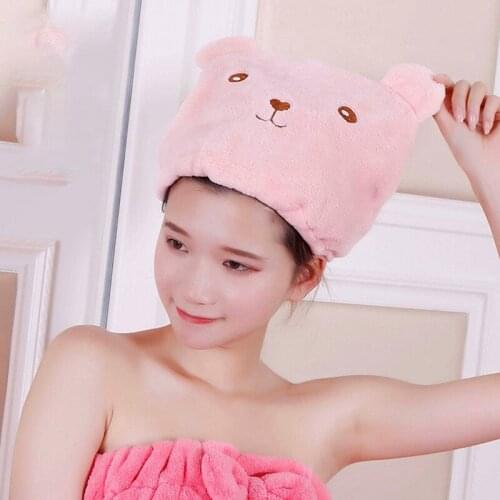 Cute Bear Kid Hair Turban Quick Dry Bath Hair Drying Towel Head Wrap Hat Cap Bathing Tool Cat Ears Pattern Hooded Towels NEW
