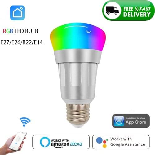 11W WiFi Smart Light Bulb B22 E27 E14 E26 LED RGB Lamp Work with Alexa/Google Home 85-265V RGB+White Dimmable Timer Function Bul