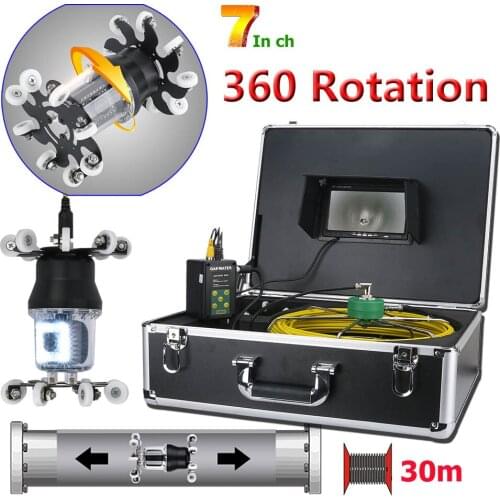 7 inch Pipe Inspection Video Camera Drain Sewer Pipeline Industrial Endoscope support IP68 38 LEDs 360 Degree Rotating Camera