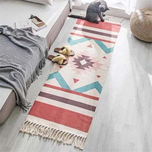 29 Bohemia Enthic Carpet Kilim Cotton Linen Tassel Floor Rugs For Bedrooms Nordic Geometric Printed Carpet Beside Mat