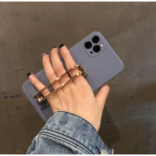 3D Luxury metal wrist stand phone case for iphone 12 mini 11 Pro Max X XR XS Max 7 8 plus SE 2020 Soft Liquid silicone cute gift