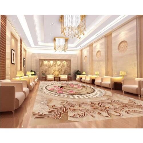 3d wallpaper pvc Marble abstract ring European style 3D flooring pvc self-adhesive wallpaper floor 3d wallpaper
