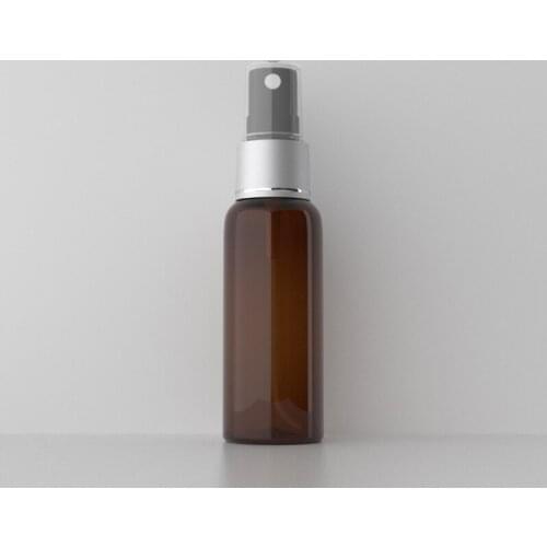 50pcs 50ml Refillable Mist Spray Pump Perfume Bottle With Silver Aluminum Collar High Quality Plastic Containers Liquid Medecine