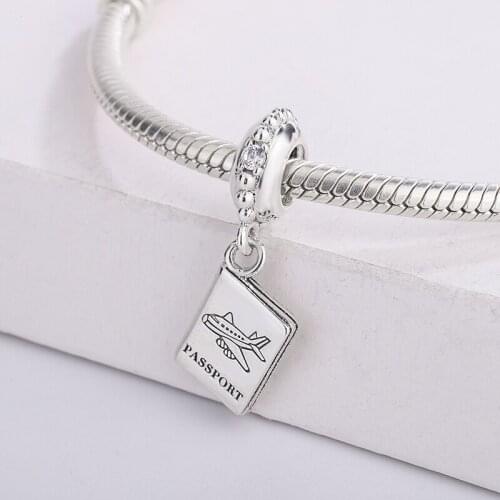 925 Sterling Silver Passport Travel Dangle Designer Pendant Charm Bracelet CN Original DIY Jewelry Making For Pandora