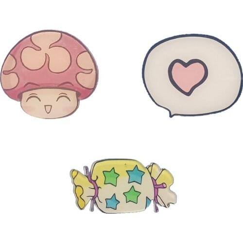 Acrylic Cartoons Brooches White Pins Mushroom Candy Love Wear In Hat/Clothes/Backpack/School Bag,This Given Friends So Beautiful