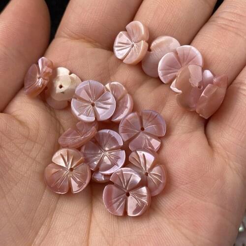 Shell Beads Carved-flowered Accessories Pink Loose Shell For Jewelry Making Bracelet Earring Handiwork Sewing Accessory
