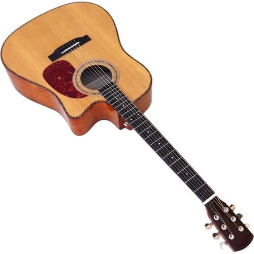 High gloss 6 string acoustic-electric guitar 41 inch acoustic guitar cutaway design natural color folk guitar with EQ
