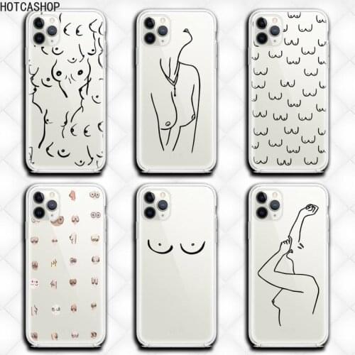 Boobs Art Print Harajuku Phone Case clear for iphone 12 pro max mini 11 pro XS MAX 8 7 6 6S Plus X 5S SE 2020 XR cover