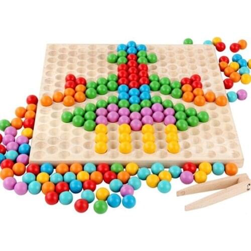 Kids Toys Educational Montessori Color Sorting Wooden Toys Hands Brain Training Clip Beads Math Toy Game For Childrens Gift
