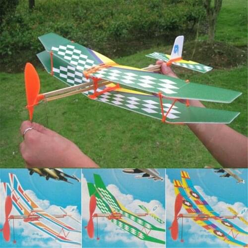 Rubber Band Elastic Powered Glider Flying Plane Airplane DIY Kids Toy Gift