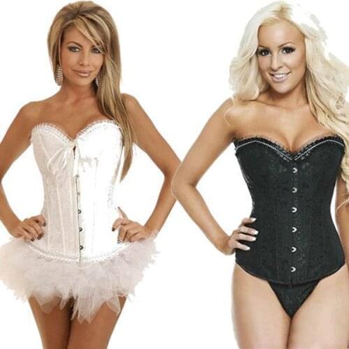 Elegant Design Jacquard Pattern White Shiny Corset For Women 3S3160 Fashion Sexy Corset Top