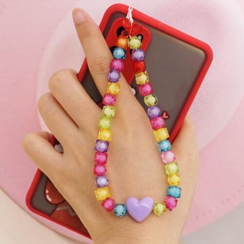 Anti-lost Mobile Phone Strap Cord Acrylic Bead Phone Lanyard Chain for Women Cell Phone Case Hanging Cord Boho 2021