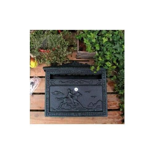 Hot Sale Rural Cast Iron Mail Box Mailbox Antique Metal Wall Mount Post Letters Box Home Garden Outdoor Decor Country