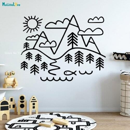 Delicate Mountain Wall Sticker Waterproof Vinyl Wallpaper Home Decor for Kids Rooms Simple Design Murals Poster YT3347