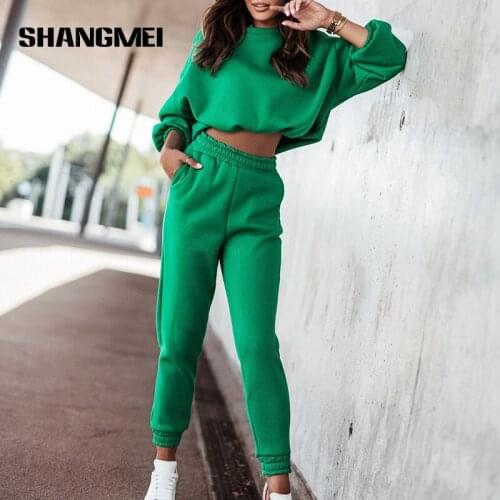 Two Piece Set Womens Hoodies Trousers Tracksuit Suit Autumn Long Sleeve Solid Color Basic Sets Female Casual Sport Set