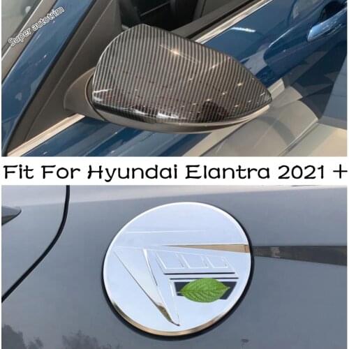 Car Gas Fuel Tank Cover Decorative Gasoline Cap / Door Side Rear View Mirror Case Cover Trim Fit For Hyundai Elantra 2021