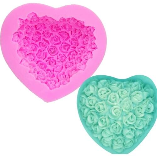 M0299 Heart shape Soap candles mold Kitchen Bakeware Handmade DIY Rose Love Silicone Mold Cake Decoration Tools
