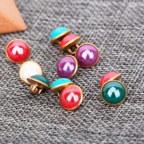 10 pcs Crystal Pearl Metal Accessories Button 10MM Pearl Button Round Button Copper Foot Button