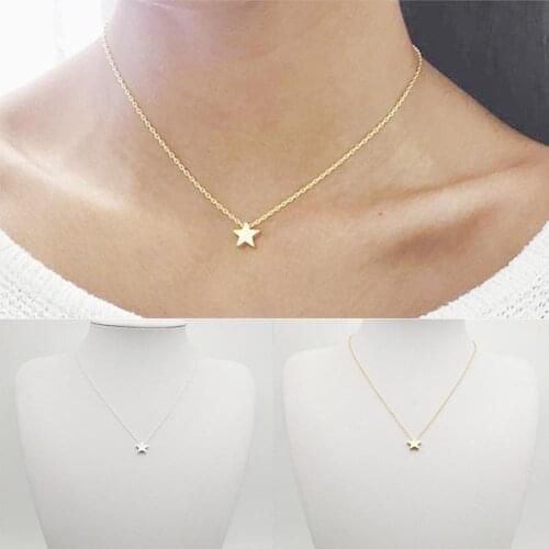 Fashion Simple Tiny Five Point Star Pendant Women Choker Short Necklace Chain Jewelry Women Necklace Chain choker collares