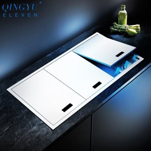 2021 New kitchen Sink Three Cover hidden Single Large Size SUS 304 Stainless Steel 4mm Thickness Handmade Brushed kitchen Sink