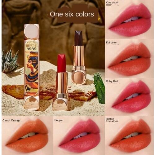 A New Six-color Lipstick Double Tube Matte Matte Not Easy To Take Off Makeup Cosmetics Beauty Lipstick Tube