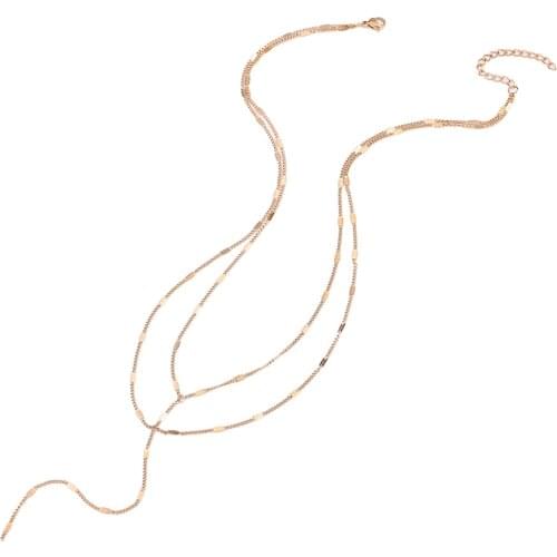 Mavis Hare Stainless Steel Y Layered Necklace Double Layer Simple style Woman Chain Necklace as Christmas Day Gift