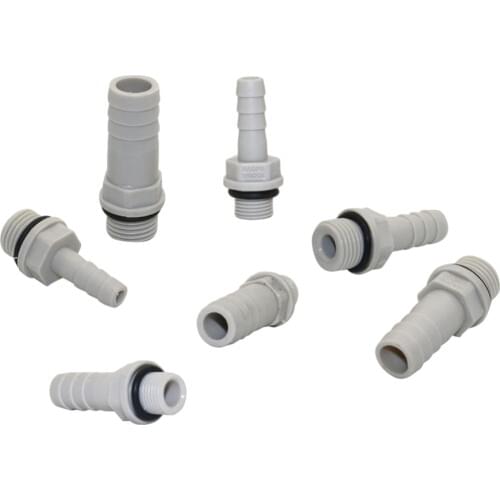 1/8",1/4" thread to 6/8/10/12mm Barb Straight Connector Plastic-Steel Hose Joint Aquarium Air Pump Hose connector 2 Pcs