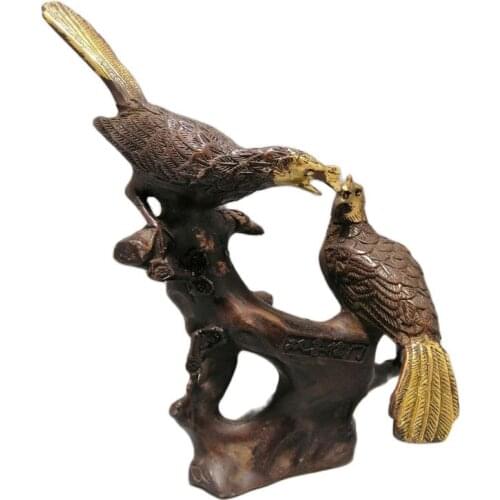 Early collection of brass gold-plated old double happiness jewelry, decoration, office, home collection