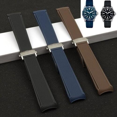 22mm New Style Rubber Watch Strap Waterproof Bracelet Watchband for TAG HEUER AQUARACER 300 WAY201B CALIBRE 5 Accessories logo