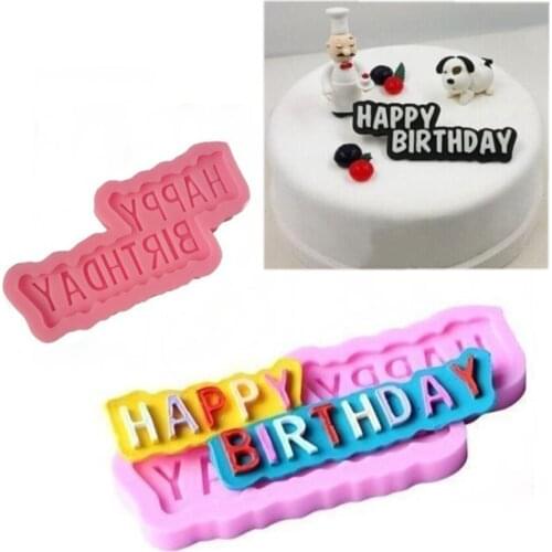 Happy Birthday Silicone Mold Fondant Cake Decorating Tools Pastry Gum Pastry Sugar Paste Baking Cookie Pastry Mold Cake Tool