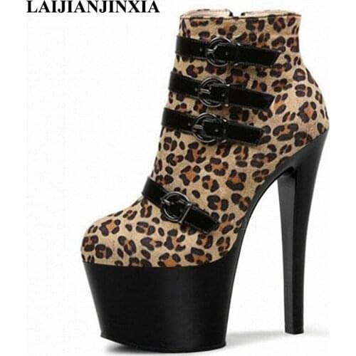 LAIJIANJINXIA New Zip Sexy Party Queen Womens Sexy 17CM High Heel Platform Shoes Ankle Boots Dance Shoes