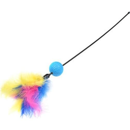 Funny Cog Toy Hot Colorful Cat Teaser Wand Cat Toy with 10pc/lot Pet Cat Feather Toys with Bell Elastoplastic Products for Cats