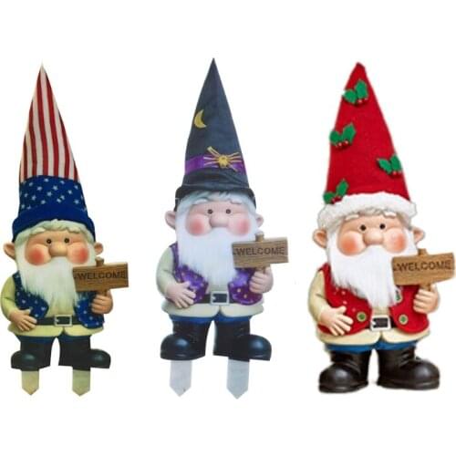 Funny Christmas Gnomes Peep Yard Sign with Stakes Outdoor Decorations for Garden