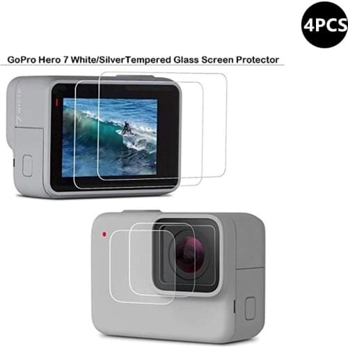 Tempered Glass Protector For GoPro Hero 7 White/Silver Camera Front Lens LCD Dsiaply Screen Protective Film Guard