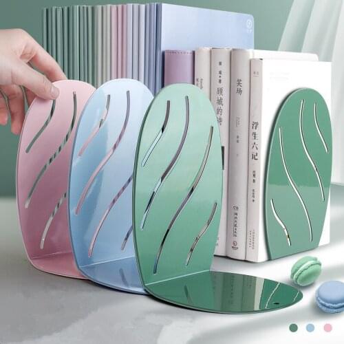 1 Pair Simple Metal Bookends for Shelves Book Support Stand Reading Rack Desktop Office Magazine Organizer Bookshelf Holder