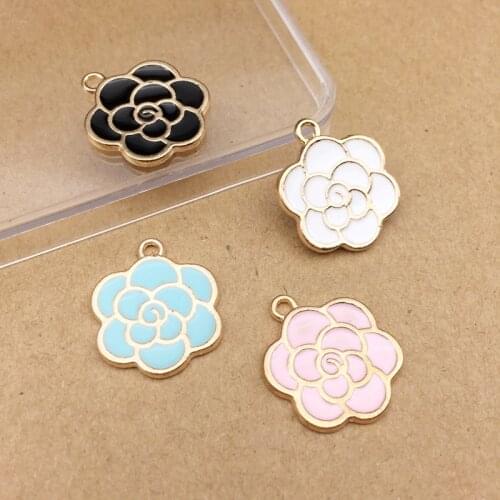 10pcs 18x21mm flower charms enamel charm for jewelry making fashion earring pendant necklace bracelet charms diy finding